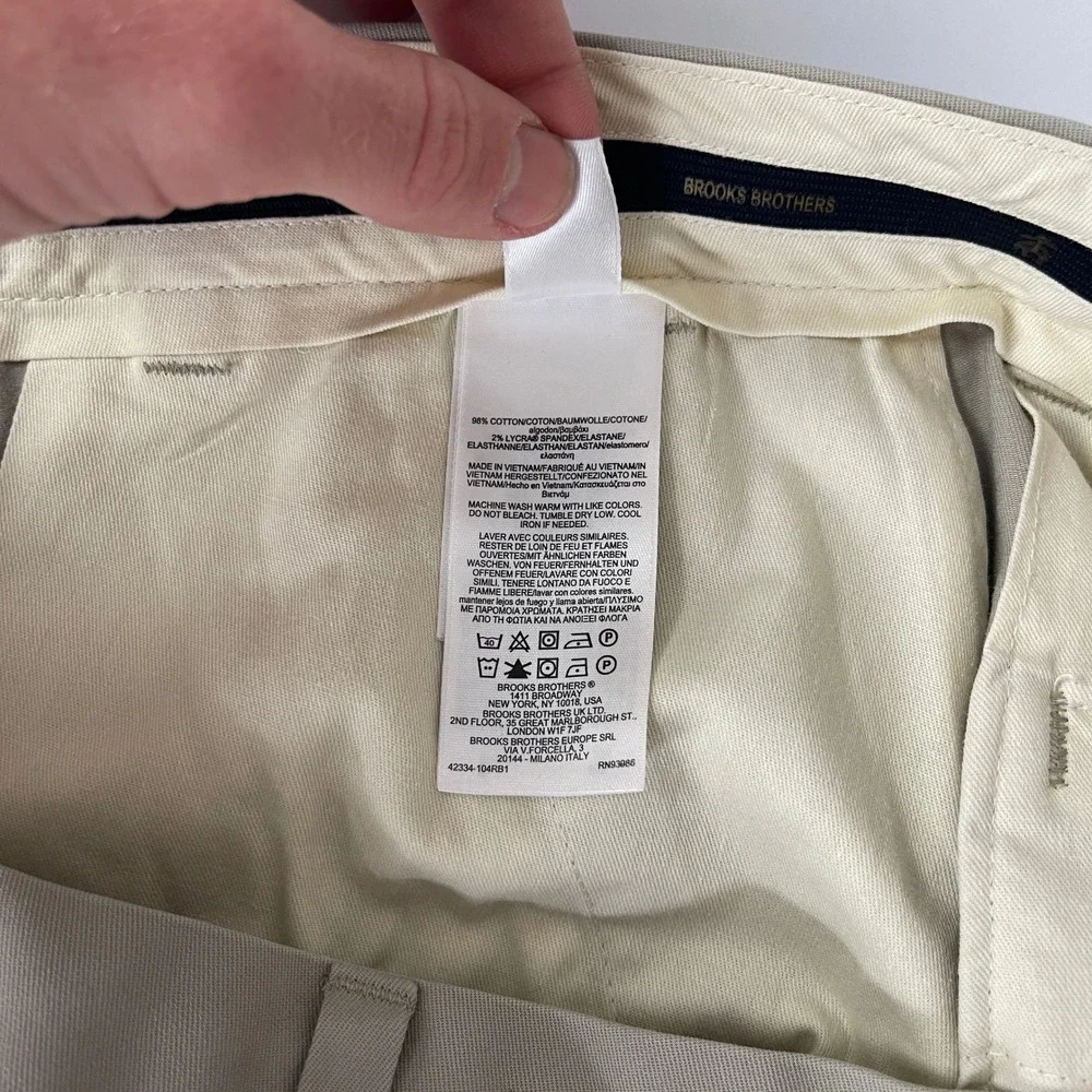 Brooks Brothers Pants Mens 34x32 Beige Clark Advantage Chino Preppy Ivy Office